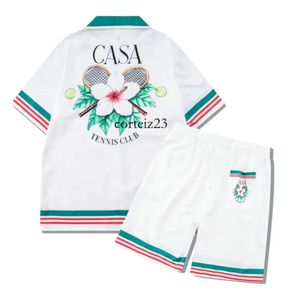Casa Blanca Suit Designer T Shirt Casablanc Shirt Men's Tracksuits Hawaiian Beach Set Vacation Shirts Casablancas Shirt Color Blocking Printed Shorts Set 838