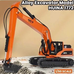 Diecast Model Cars Huina 1722 1 50 Alloy Long Arm Excavator Truck Metal Metal Professional Engineering Construction Vehicle Model Toy S2452722