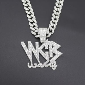 Nuovo bling ghiacciato zircone cubico zircone a catena di collegamento cubano lettera a ciondolo wcb per uomini dropshipping regalo di gioielli hip hop 296m