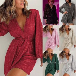 2024 New Party Fashionable Sequin Long sleeved Dress and Shorts