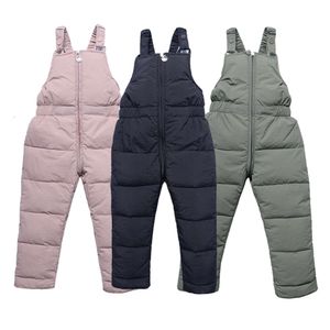 Vinterbarn varma höstflickor pojkar tjocka byxor baby flicka jumpsuit i 1-5 år hög kvalitet barn skidor ner overaller l2405