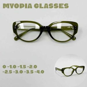サングラスラグジュアリーキャットアイフィニッシュフィニッシュミオピアメガネユニセックス処方眼鏡眼鏡アンチブルーライトマイナスディオプターアイウェアQ240527