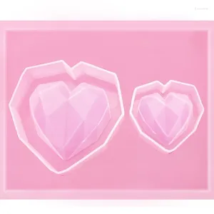 Baking Moulds 1Pcs 3D Love Heart Design Silicone Cake Mold Diamond Soap DIY Car Pendant Gypsum Plaster Handmade Candle Molds