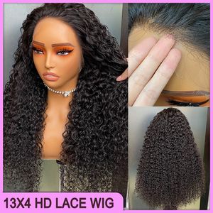Grade 12A Top Quality Malaysian Peruvian Indian Brazilian Jerry Curly 13x4 HD Lace Frontal Wig 24 Inch 100% Raw Virgin Human Hair
