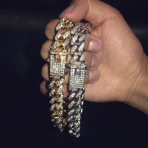Мужские хип -хоп браслет украшения заморожены цепью розовое золото серебро Майами Кубинские Связанные Цепи Браслеты Pperu