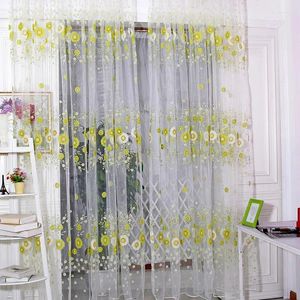 Finestra di girasole per tende 1pcs Flower Flower Floral Voile Sheer Pannelli Tulle Room Asta Pocket Top