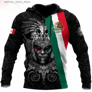 Herrtröjor tröjor mexikanska hoodies mens hoodie 3d tryck mexico flagg toppar hösten långärmad streetwear designer hooded hoodie för män kläder q240528