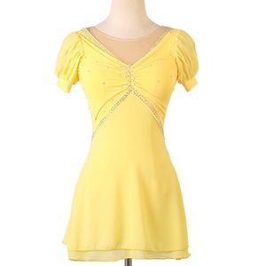 Stage Wear Yellow Black Figure Skating Dress Crystals Rhinestones Women Girl Ice Kids Gymnastics CostumeStage 243K