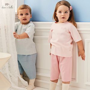 Dave Bella Boys Home Clothes Suit Summer Clothes Girls Two-Piece Set Medium Children Modal Pyjamas DB2235567 240528