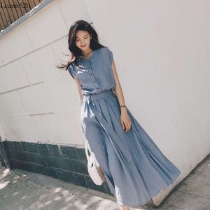 Шифоновое платье для женского лета 2024 года, новый популярный корейский стиль, элегантное платье, юбка с длина колена в сказочном французском языке