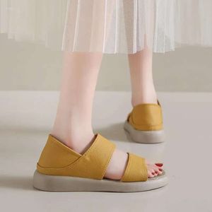 Outdoor Leather s Summer Women Sandals Slides Leisure Cover Heel Two Ways Wear Slippers Flat Slip on Casual Shoes 3 Sandal Slide Leiure Way pe 033 r Caual Shoe 0