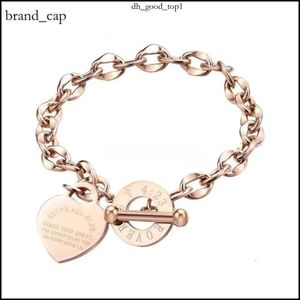 tiffanyjewelry bracelet Designer Bracelet Tiffanyjewelry Gold Link Chain Fashion Lover Heart Pendant Link Bracelets Rose Gold Color Stainless Steel Bracelet 995