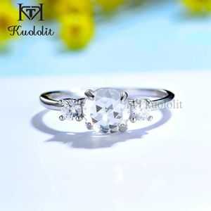 Kuololit Rose Cut 585 14K 10K White Gold Ring per donne 10ct Solitaire Engagement Gioielli di lusso Natale 240507