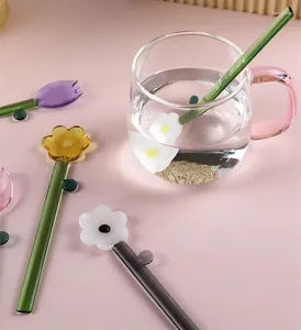 Cucchiai in vetro da 1 pc mollando molla chiara bastoncini di miscelazione simpatica flores gust bar cocktail bevande da cocktail muddler per feste a casa