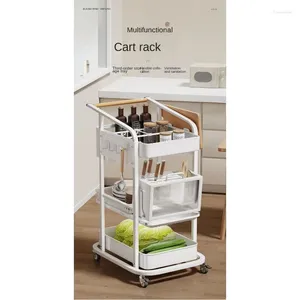 Kitchen Storage Rolling Cart With Dish Rack And Utensil Organizer Multifunctional Adjustable Shelves Drawer