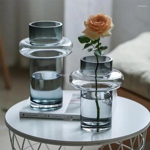 花瓶ガラスクリスタルモダンラグジュアリー透明な水耕栽培小さな花瓶オフィスダイニングテーブルインテリアリビングルームの装飾