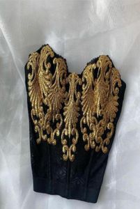 Bra Evening dress Yousef aljasmi Kendal Jenner Women dress Black Gold Embroidery8321128