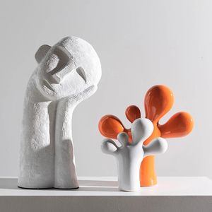 Creative black white figure head sculpture abstract feet statue living room home table desk decorations art office accessories 240528