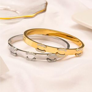 Classic Bracelets Gold Bangle for Women Bangle Luxury Designer Bracelet Crystal 18K Gold Plated Stainless steel Wedding Lovers Gift Jew Illc