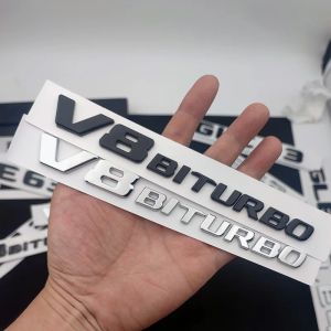 Lettere cromate 3D per auto Fender Side V8 Biturbo Emblem Logo adesivi per Mercedes C63 E63 S63 GLS63 GLE63 G63 ACCESSORI