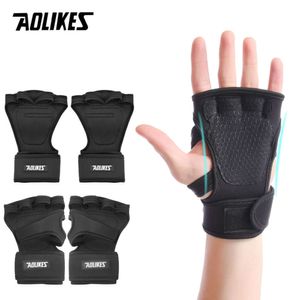 Aolikes 1 par Gym FIESS -handskar Handpalmskydd med handledsslagsstöd CrossFit Workout Bodybuilding Power Vikt Lyftning L2405