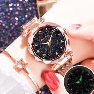 2019ホットセールスターリースカイウォッチ女性ファッションマグネットウォッチレディースゴールデンアラビア腕時計レディースフリースタイルブレスレットクロックY1906270 278G