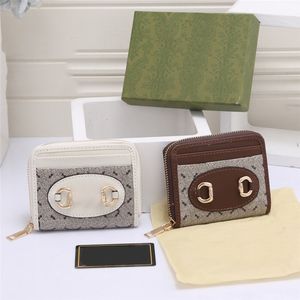 Carteiras de duas carteiras de corrente de couro unissex zíper carteira de carteira curta carteira com caixa 245n
