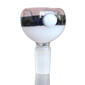 Молочно -белая стеклянная круглая миска для кальянов для водных труб 14 -мм бонга с ручкой