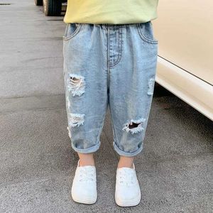 Jeans Jeans Boys jeans pants pure cotton 2024 bags spring/summer baby pants youth jackets childrens clothing WX5.27