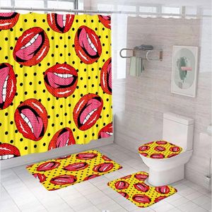 Tende per doccia set set di tende sexy set di tende da tappeti non slip tappetini da bagno copertura per bagno geometrica dot girl women women vasca da bagno schermata