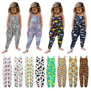 Toddler Girls Jumpsuit Leopard One Piece Strap Romper Summer Roupfits confortáveis Rompers de crianças roupas L2405