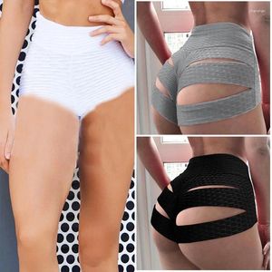 Active Shorts High Waist Short Pants Women Sports Yoga Sexy Bubble Cloth Broken Hip Trousers Appeal Hollow Out /40
