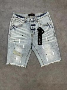 24SS Nuovi cortometraggi viola in denim designer di marchi viola jeans uomini retrò lavaggio slim fit fori patch casual estate jean shorts shorts hip hop jeans b06