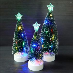 Вечеринка одолжение 3pcs мини -рождественская елка украшения со светодиодной светодиодной столешницей.