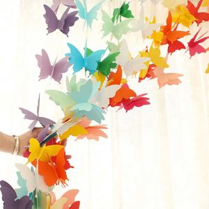 Banners Streamers Confetti 3D Paper Butterfly Garland Colorfly Hanging Banner Flag DIY Adult Kids Birthday Party Decoration Supplies Wedding Baby Shower d240528