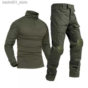 Męskie dresy dresowe airsoft paintball odzież strzelanie wojskowe mundury taktyczne Kamuflażowe koszule ładunki kolanowe spodnie Mężczyźni Suits Q240528