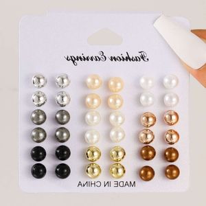 Fashion Hot Selling Geometric One Card Minimalist Pending Pearl Earring Set Piece Set