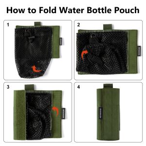 Bassdash -Wasserflaschenbeutel mit Molle Straps Gürtel Clip Carabiner Faltbarer Meshhaltertasche für die Reisefischerei Jagdwanderung