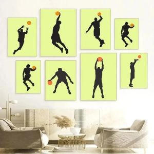 Moderne minimalistische Wandkunst Sport Basketball Silhouette HD -Leinwand gedrucktes Poster Home Wohnzimmer Schlafzimmer Fitnessstudio Dekoration