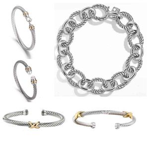 Dy Armband Designer Kabelarmbänder Mode Schmuck für Frauen Männer Gold Silber Perlenkopfkreuz Armband Armband Offener Manschette Dy Juwely Ma Cnuc