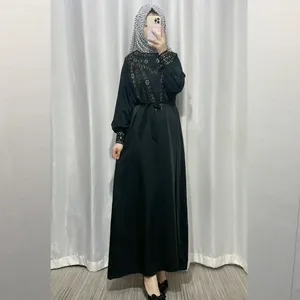 Ethnische Kleidung Diamant Solid Abaya Muslim Lange Kleider Frauen Ramadan Eid Kleid Dubai Islamische elegante lose Gewandtürkisch Kaftan