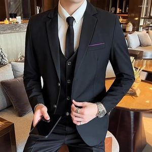 メンズスーツブティック6xl（ブレザーベストズボン）スーツファッションビジネスイタリアンスタイルの結婚式紳士ドレスフォーマル3ピース