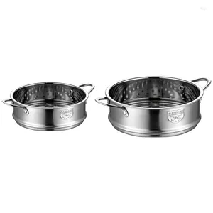 Dubbelpannor 2x 20 cm/16 cm förtjockning mat Ångställ Rostfritt stål Ångare med örat för soppkruka Mjölk Köksverktyg
