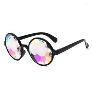 Okulary przeciwsłoneczne okulary Rave mężczyzn okrągły kalejdoskop kobiet impreza pryzmat dyfrakcja soczewki EDM 229G