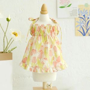 Dog Apparel Pet Dress Cotton Ruffle Hem Beautiful Floral Print Cat Camisole Supplies