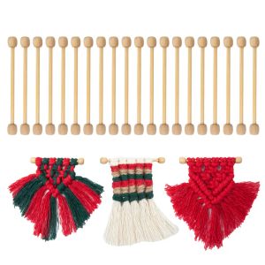 20pcs/Set Macrame Wall Hanging Tool Mini Banner Set Wall Hanger for Weaving Artwork Drawings Paintings Photos Maps Portraits