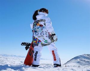 Garnitury narciarskie śnieg zimowe ponadwymiarowe mężczyźni Kobiety ciepłe wiatroodporne wodoodporne kurtki odpinane spodnie snowboardowe Zestaw 2209303097477