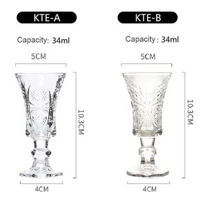 6st Lead-Free Engraved Shot Glass Mini Crystal Goblet vinglas Glaslikör Tequila Spirits Cup Set Home Bar Party Drinkware 34ml