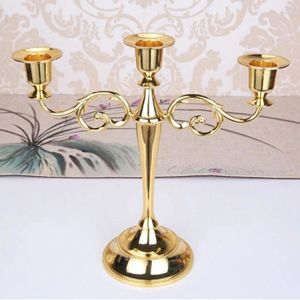 Candle Holders Retro Plated Holder 3-Arms Candelabra For Wedding Prop Candlelight Dinner Zinc Alloy El Home Decoration