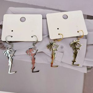 Luxury Holiday Designer Extravagant large palm tree letter Y dangle fashion 18K gold silver drop Earrings for Women Party Wedding summer jewelry Wholesale